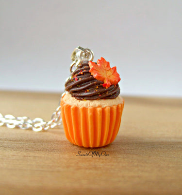 Chocolate Maple Leaf Cupcake Charm - Necklace/Charm/Keychain - MTO